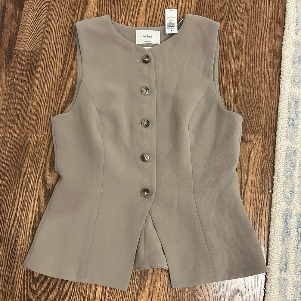 Aritzia Taupe Button-Front Tank Top